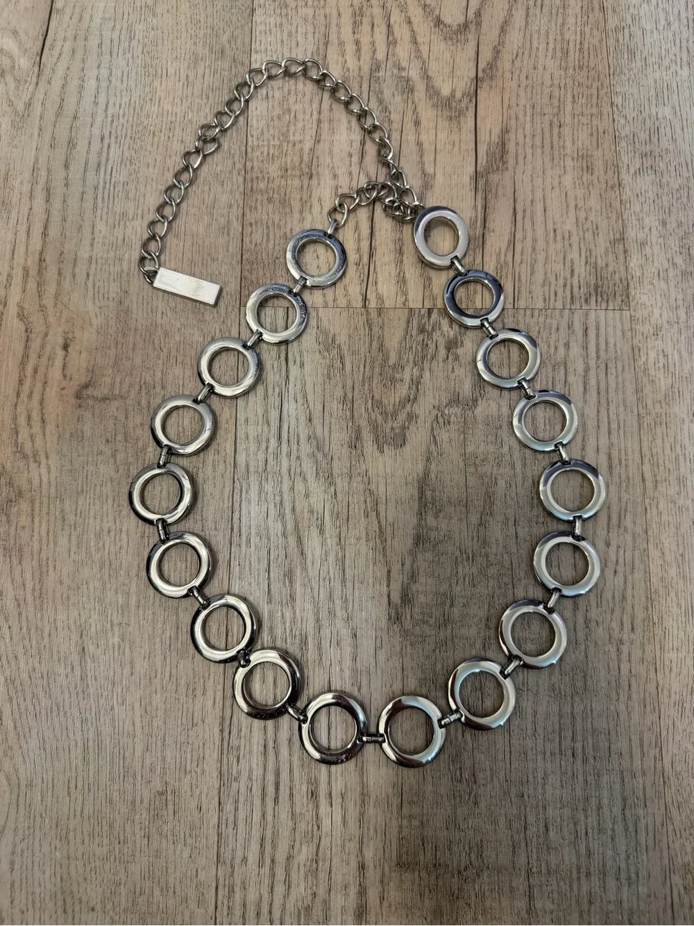 Y2K Silver Open Circle Link Belt - Women's Chain Accent